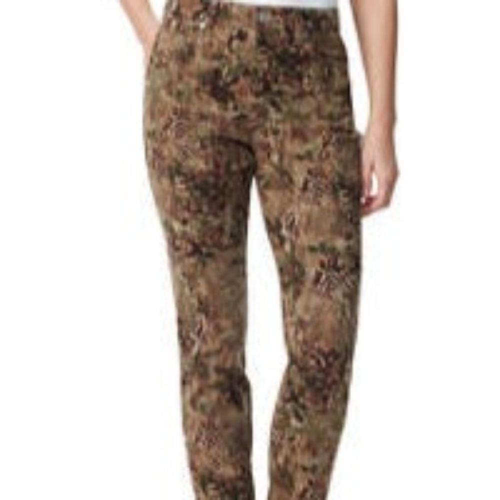 Gloria Vanderbilt Amanda Brown Boho Aztec Print High Rise Tapered Leg Jeans 6